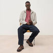 T-shirt droit en coton col ras du cou vieux rose homme