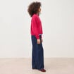 Sweat droit col rond manches longues rouge clair femme