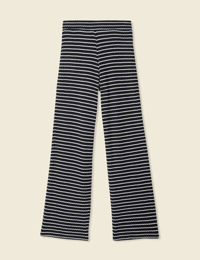 Pantalon large en maille noir femme