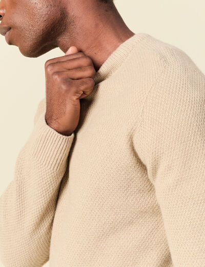Pull manches longues fabriqu&eacute; en France sable homme