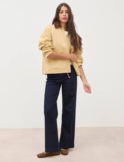 Jeans large taille haute denim brut rinse femme