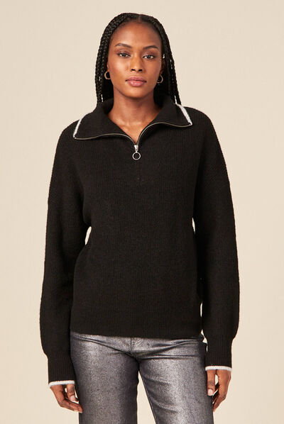Pull manches longues noir femme