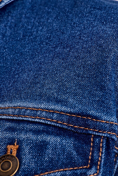 Veste droite boutonnée en jean denim stone femme