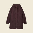 Parka longue à capuche marron foncé femme