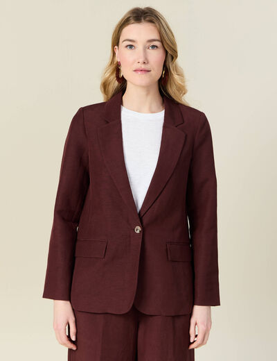 Veste blazer manches longues bordeaux femme