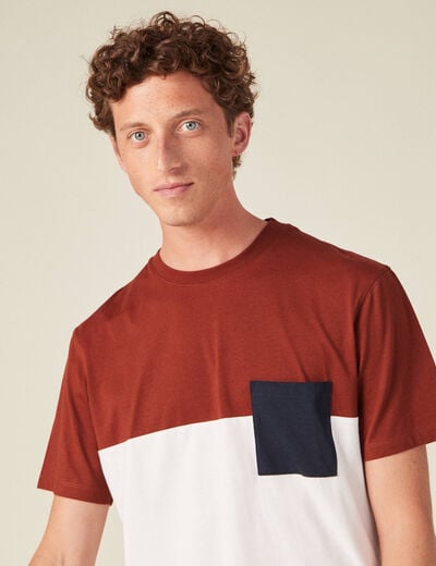 T-shirt éco-responsable marron cognac homme