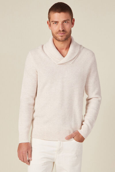 Pull éco-responsable ecru homme