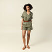 Combishort manches courtes vert kaki femme