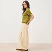 T-shirt droit col rond manches courtes vert kaki femme