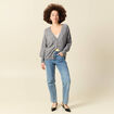 Jeans taille haute avec strass denim used femme