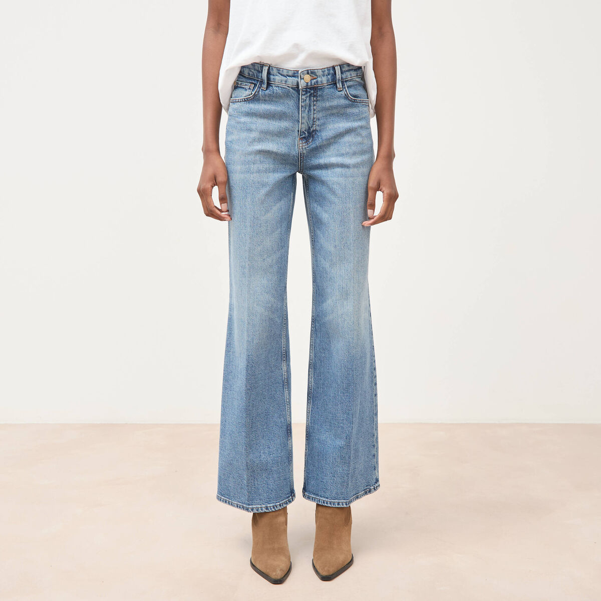 Jeans bootcut taille standard denim stone femme