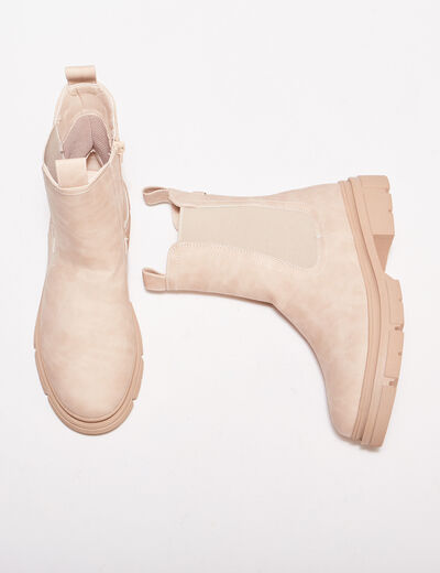 Bottines chelsea crantées creme femme