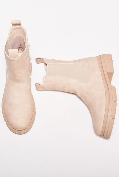 Bottines chelsea crantées creme femme