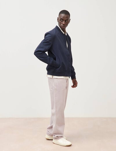 Blouson manches longues doubl&eacute; bleu marine homme