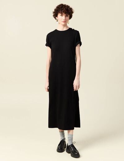 Robe longue droite noir femme