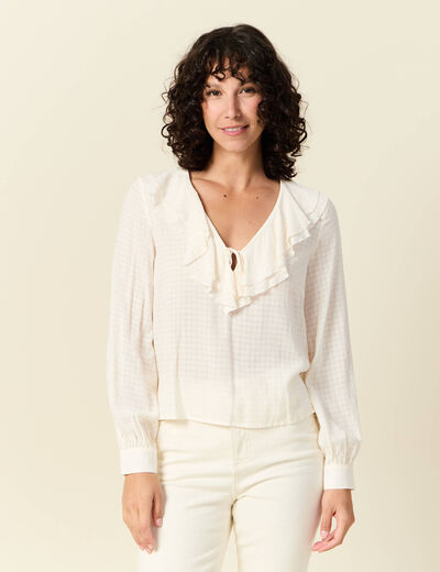 Blouse manches longues creme femme