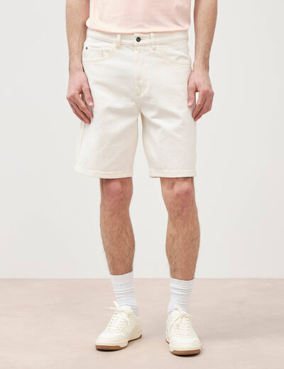 Bermuda en jean coton denim blanc homme