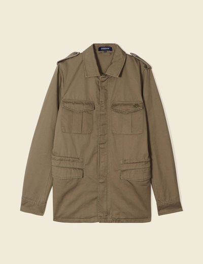 Veste droite poches àrabat vert kaki femme