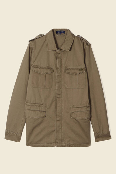 Veste droite poches àrabat vert kaki femme