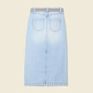 Jupe longue droite en jean denim bleach femme