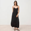 Robe satin&eacute;e bretelles col v noir femme
