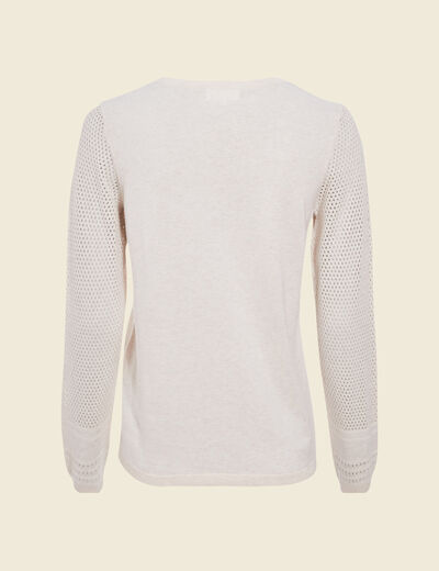 Pull à manches longues creme femme