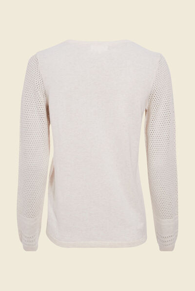 Pull à manches longues creme femme