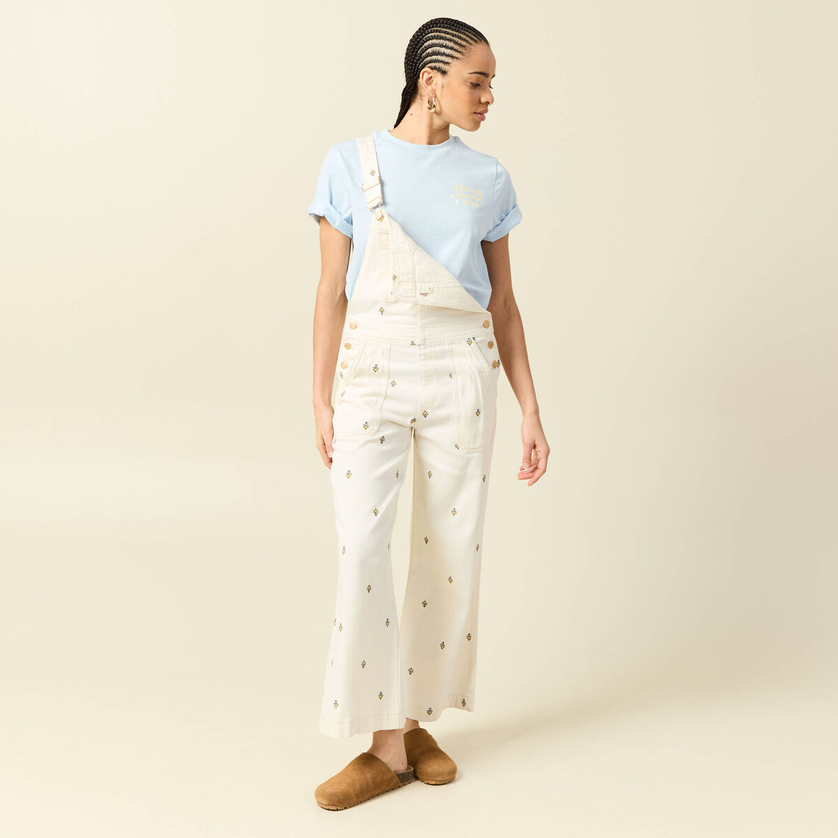 Salopette en jeans &agrave; fines bretelles denim blanc femme