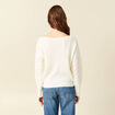 Pull ajour&eacute; col bateau manches longues ecru femme