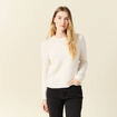 Pull manches longues perles ecru femme