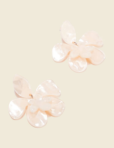 Boucles d'oreilles clous ecru femme