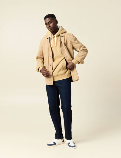 Sweat à capuche doublée beige homme