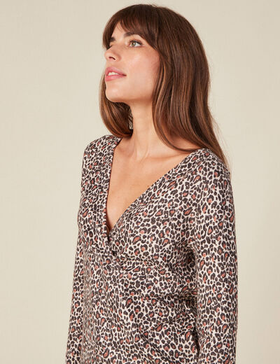 T-shirt manches longues marron clair femme
