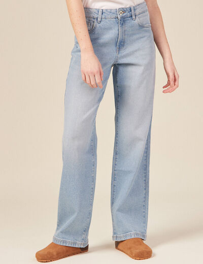 Jeans wide leg denim bleach femme