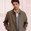 Blouson droit court en coton vert kaki homme