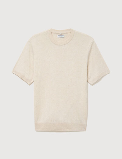 T-shirt col rond manches courtes ecru homme