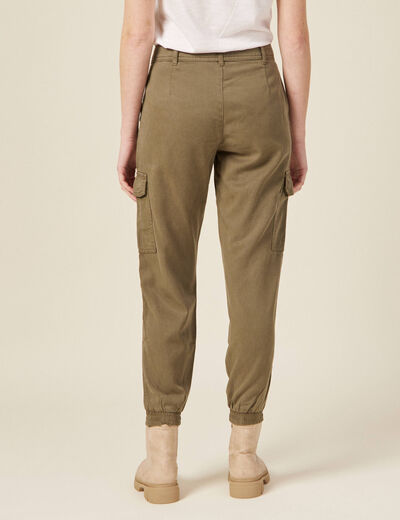 Pantalon éco-responsable vert kaki femme