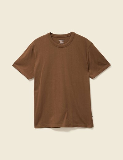 T-shirt en coton manches courtes marron homme