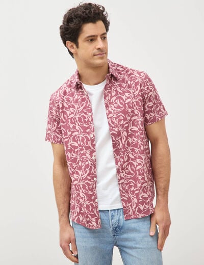 Chemise manches courtes vieux rose homme