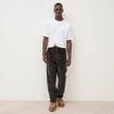 Pantalon large en velours vert kaki homme