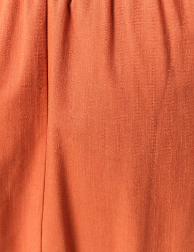 Robe midi évasée ceinturée marron cognac femme
