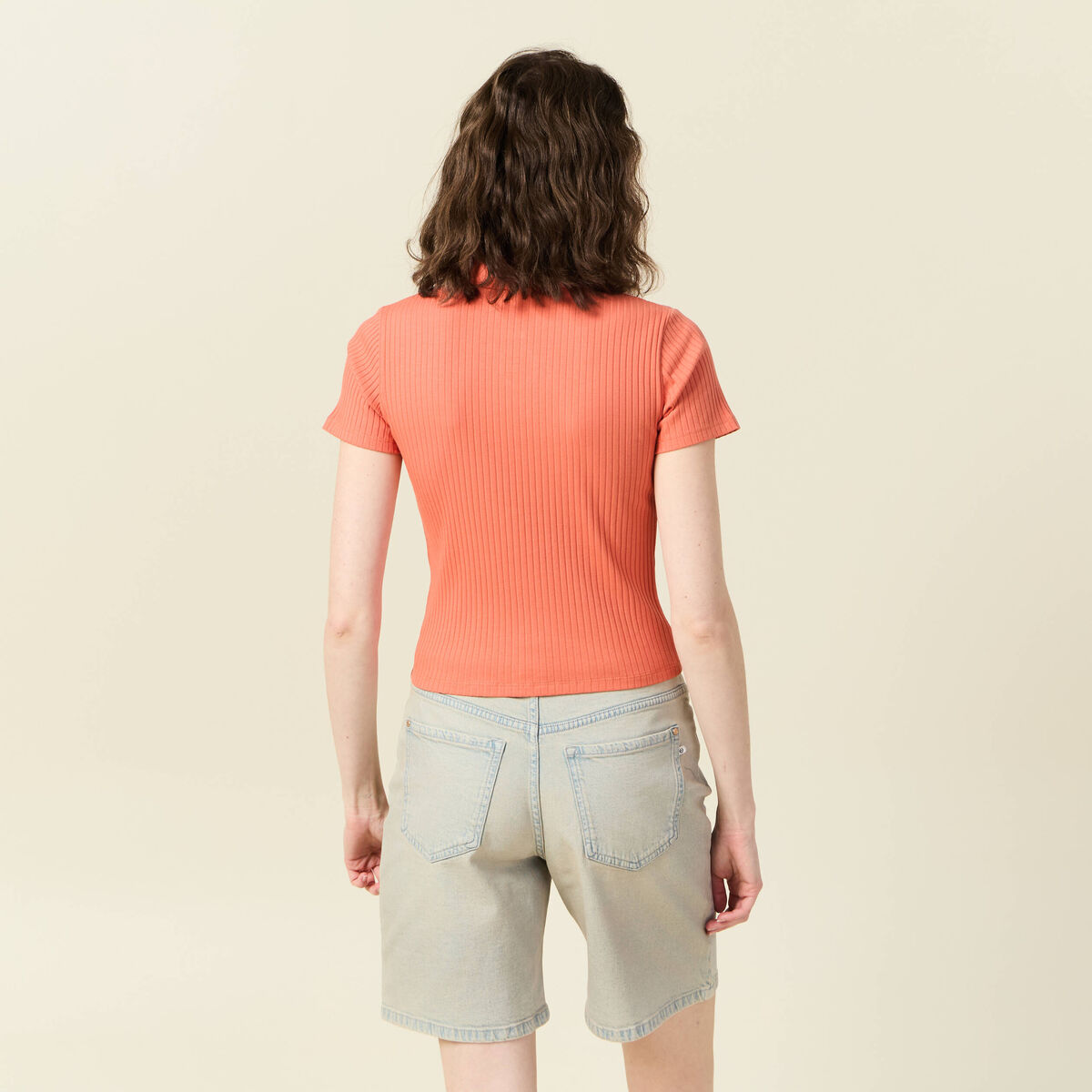 Polo manches courtes orange foncé femme