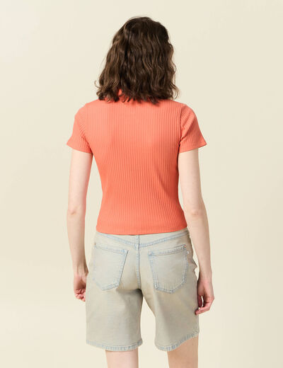 Polo manches courtes orange foncé femme
