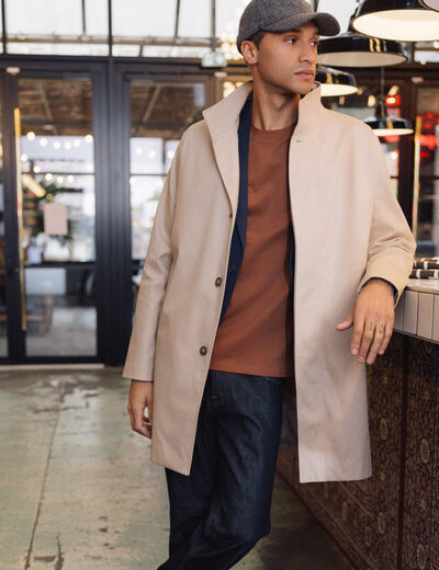 Trench mi-long col montant gris homme