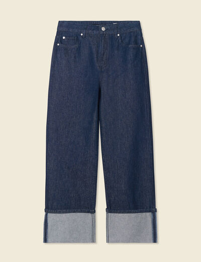 Jeans large 7/8ème denim brut rinse femme