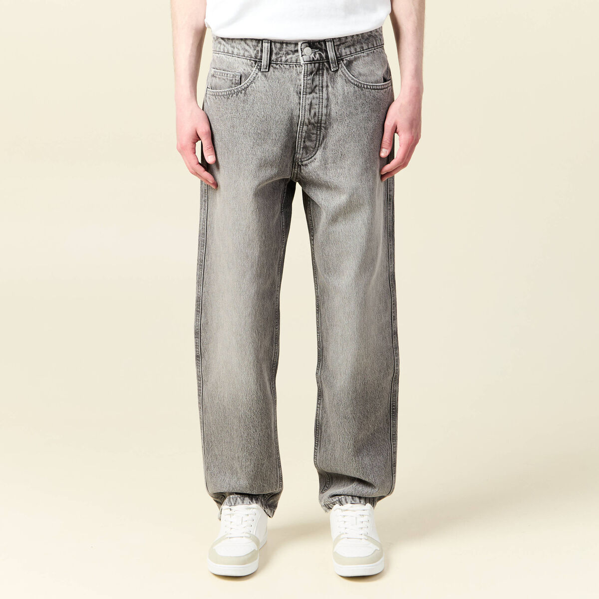 Jeans large relaxed denim gris homme