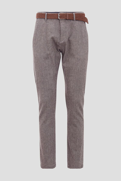 Pantalon chino ceinturé gris foncé homme