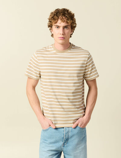 T-shirt en coton manches courtes beige homme