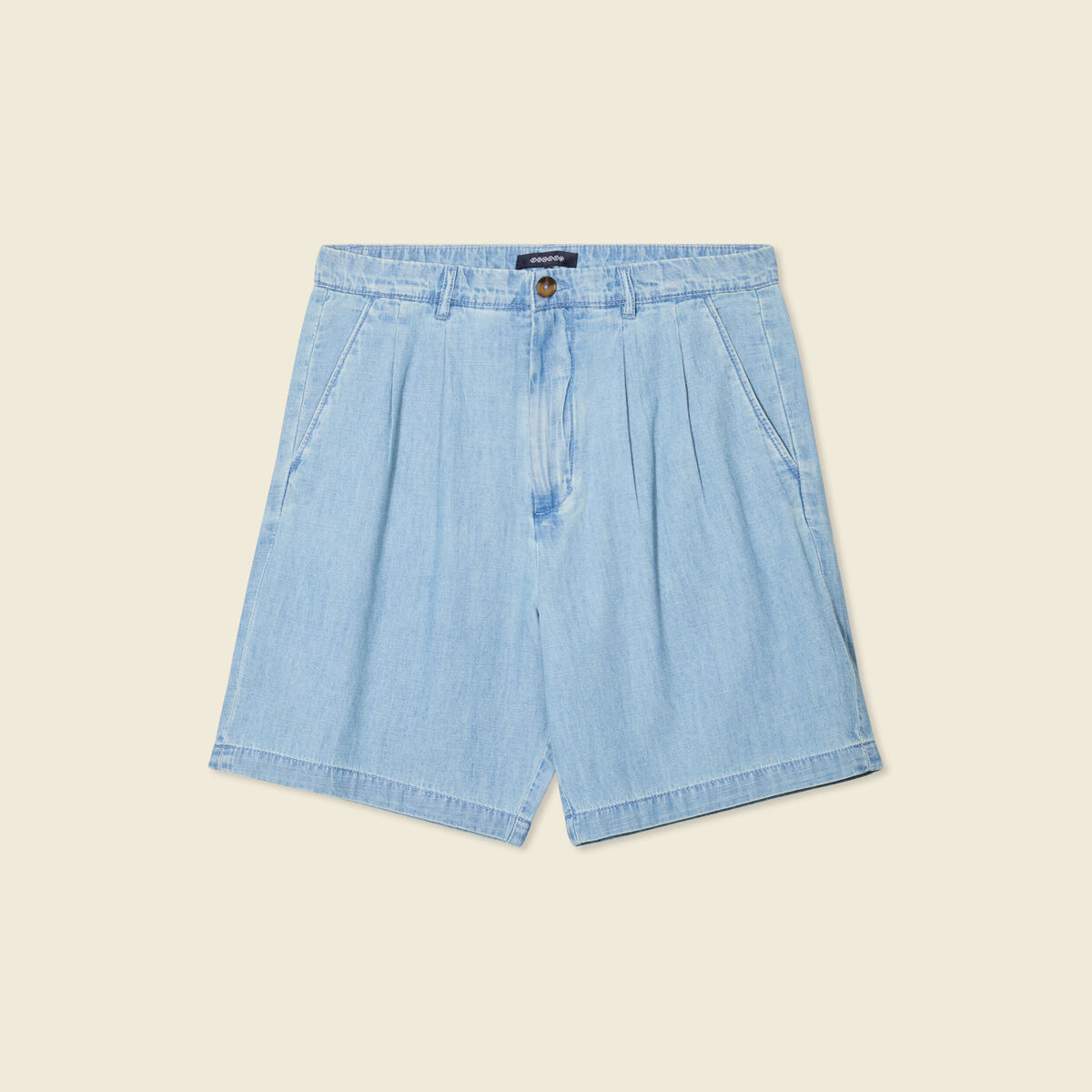 Bermuda droit avec pinces bleu gris homme