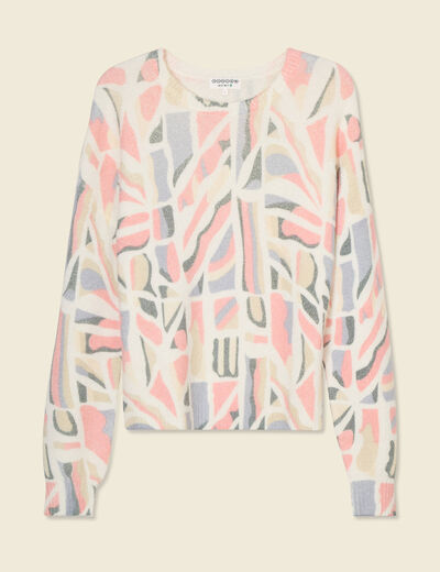 Pull manches longues ecru femme